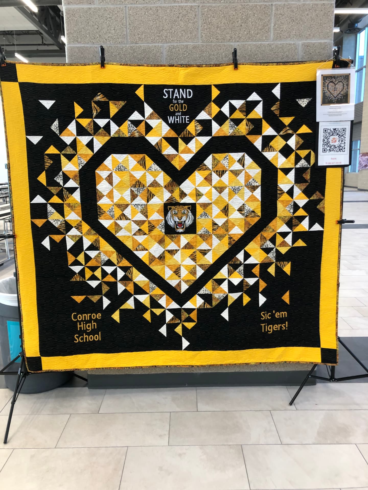 Stand for the Gold and White Conroe High School commemorative quilt